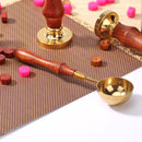 Retro Fire Sealing Wax Stick Metal Brass Spoon Wood Handle Furnace Pot Tool
