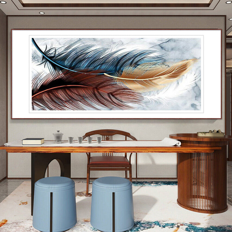 5D Diamond Painting Feather Full Round Mosaic Picture DIY Home Decor 80x40cm