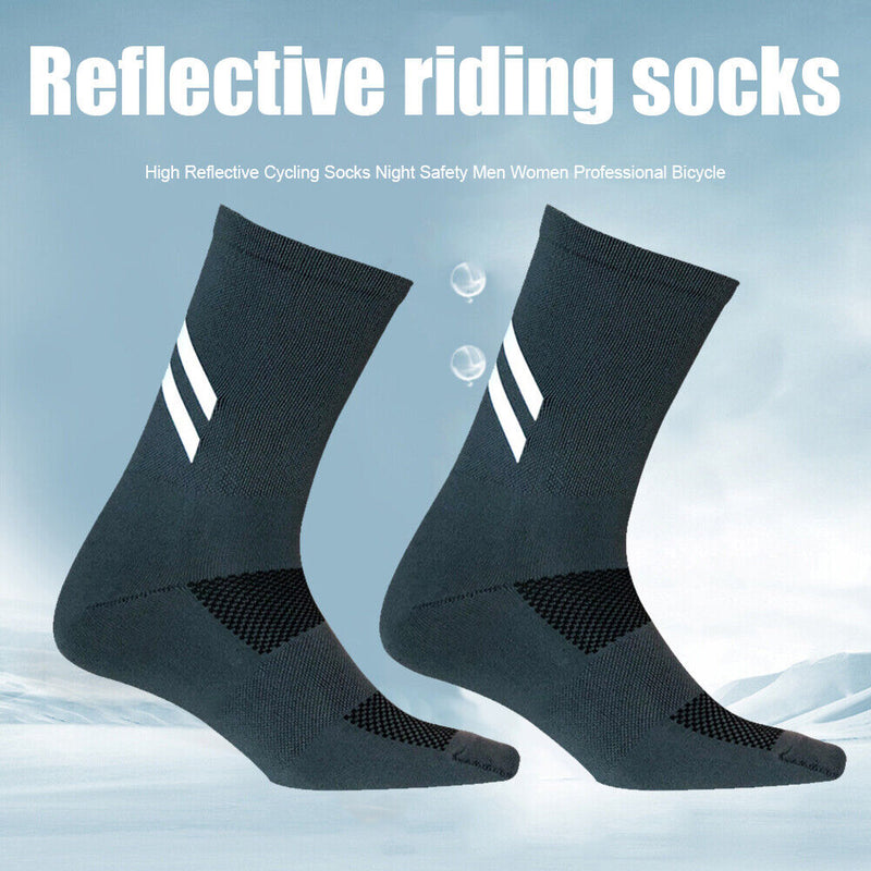 Bike Reflective Socks Moisture Wicking Sweat Absorption Night Riding Socks Ly
