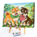 Frameless Painting By Numbers Little Dog DIY Handmade Drawing On Canvas Art Kit