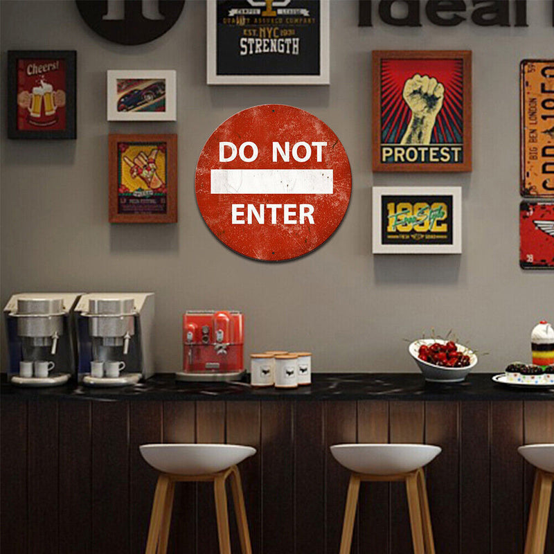 Do Not Enter Round Metal Plate Tin Sign Plaque for Bar Pub Club Cafe Poster
