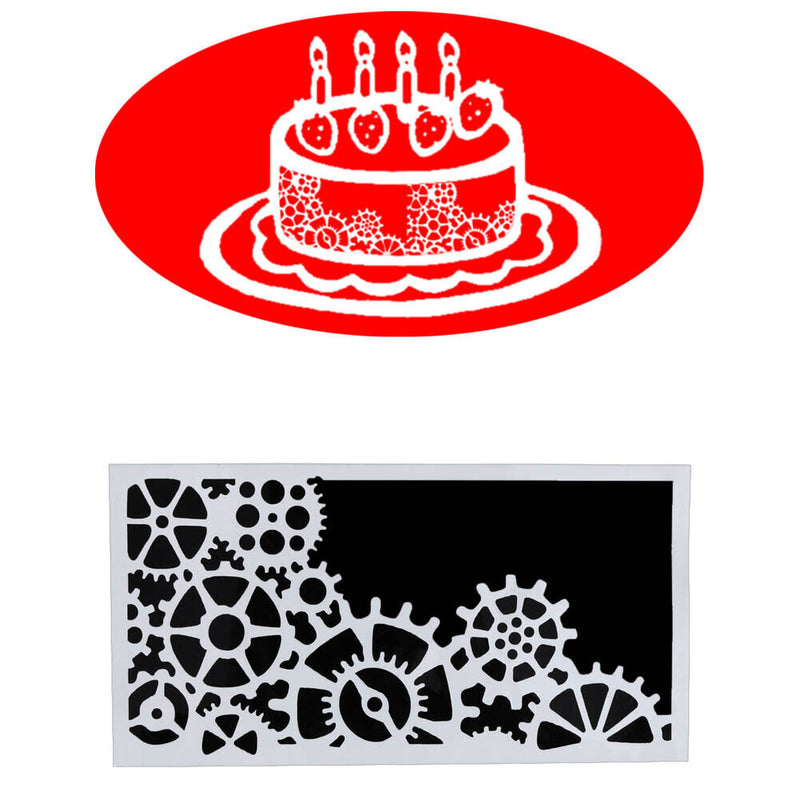 Gear Pattern Cake Stencil Fondant Baking Mold Template Decorating Tool