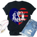 Independence Day Print Love Letter T-Shirt (Black S)