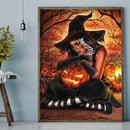5D DIY Full Round Drill Diamond Painting Pumpkin Witch Handmade Hanging Crafts