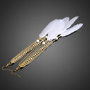 Fashion Exotic White Plumage Rhinestones Beads Girl Long Pendant Earrings