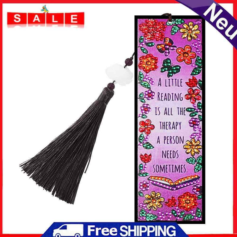 Leather Tassel Flowers Letter DIY Special Shaped Diamond Painting Bookmark Tab