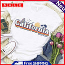 Stripe California Print Letter Tea T-Shirt (White M)