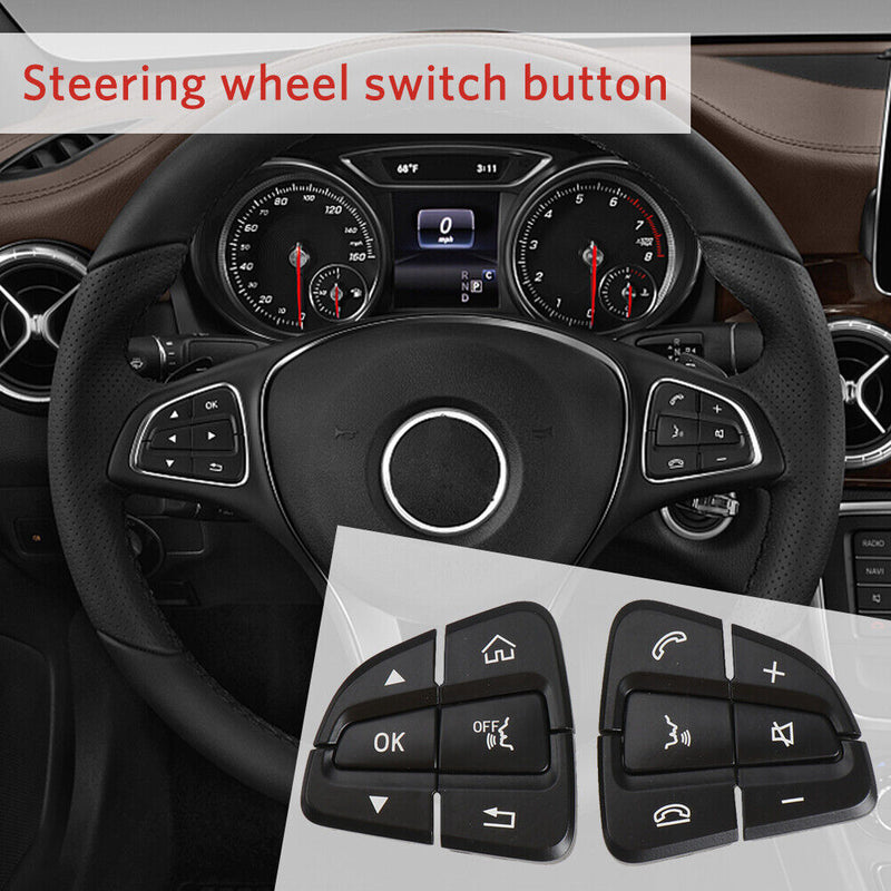 2pcs Steering Wheel Button for Mercedes C Class W205/GLC Class W253 (Black)