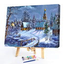 Snowy village 50x40cm Oil Paint By Numbers Picture DIY Painting HY2106002