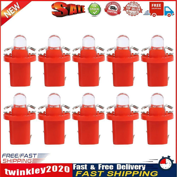 10pcs T5 B8.5D LED Car Light Auto Dashboard Instrument Light Bulbs (Red) Newly