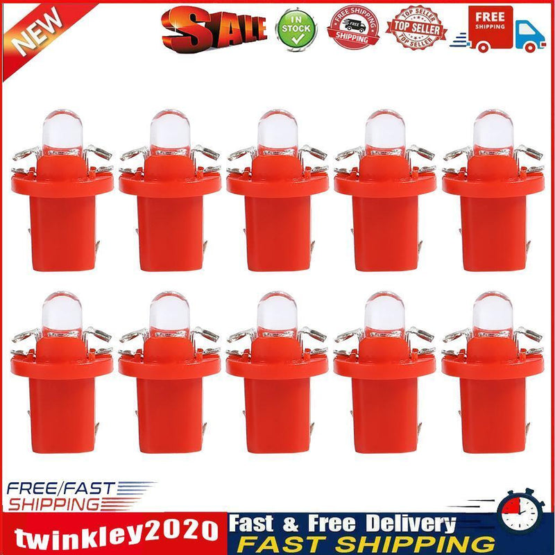 10pcs T5 B8.5D LED Car Light Auto Dashboard Instrument Light Bulbs (Red) Newly
