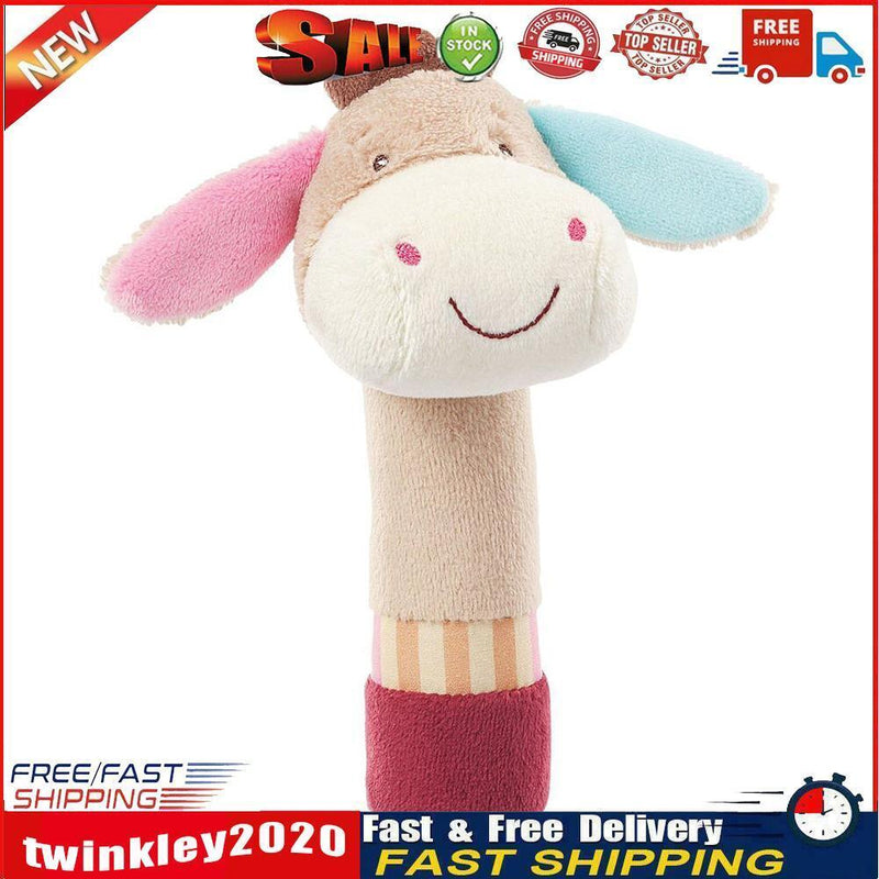 Baby Rattles Cartoon Animal Hand Bells BB Stick Music Shaker Baby Toys (D) Newly