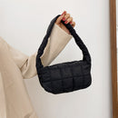 Fashion Women Solid Color Lattice Shoulder Bag Autumn Winter Small Underarm Bags