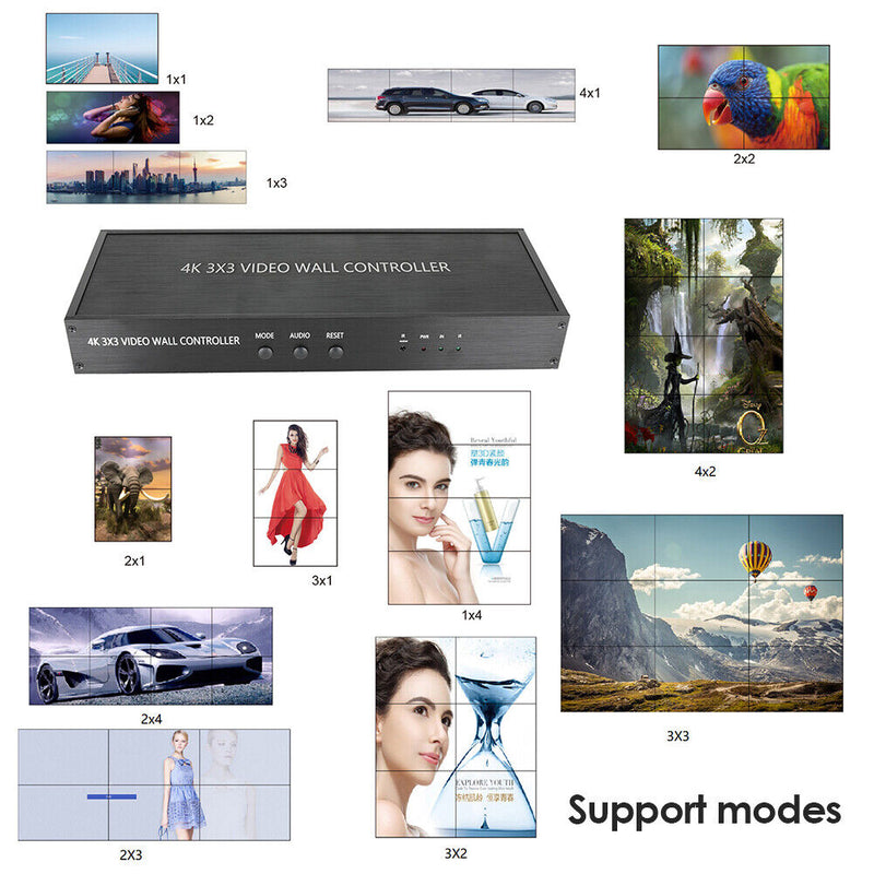 4K 3x3 Video Wall Controller 1 Input 9 Output HDMI-compatible Display Splic