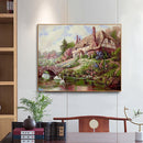 Frameless Oil Paint By Numbers Cottage Country DIY Canvas Picture Craft Kit