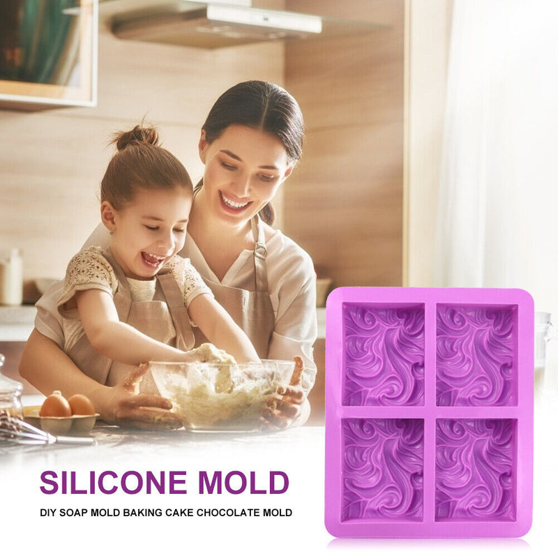 4-Cavity Wave Flower Shape Soap Mold Chocolate Cake Mould Pastry DIY Baking