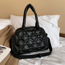 Fashion Women Space Cotton Shoulder Bags Winter Crossbody Handbags (Black)