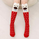 Girls Cartoon Socks Cotton Baby Child Knee High Long Stockings (White Bear