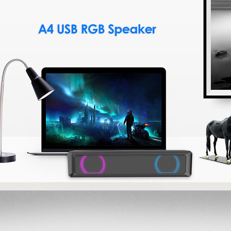 A4 USB Wired Sound Bar 6W Stereo Surround Speaker Music Player for PC Theater TV