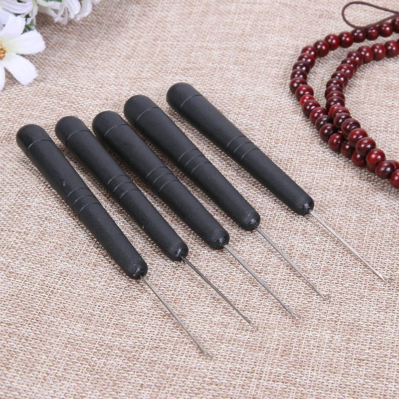 5pcs/set Plastic Handle Sealing Crochet Hooks Knitting Sewing Needles(Black