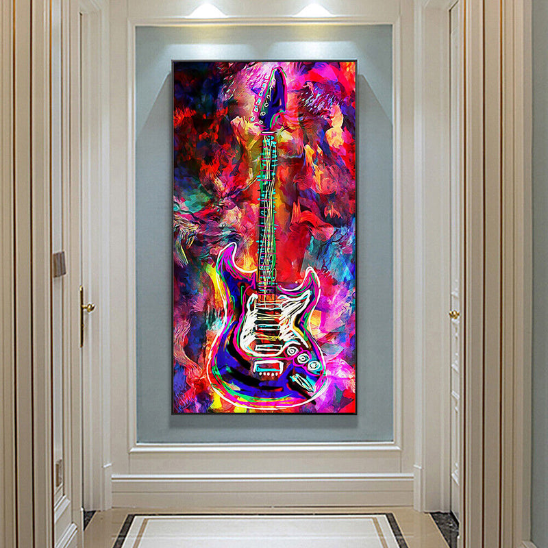 Abstract Guitar Oil Paint By Numbers Kit DIY Handpainted on Canvas Wall Unframed