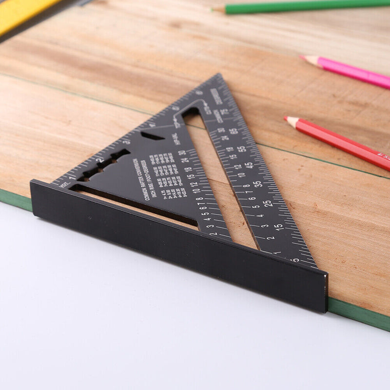 Metric 7 inch Aluminum Alloy Triangle Ruler Layout Angle Protractor (Black)
