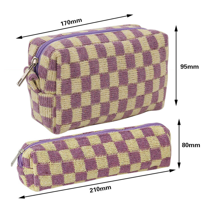 2pcs Makeup Case Knitting Makeup Bags Hit Color Toiletry Bag for Weekend Holiday