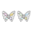 Fashion Crystal Colourful Butterfly Stone Stud Earrings Womens Jewellery Gifts&