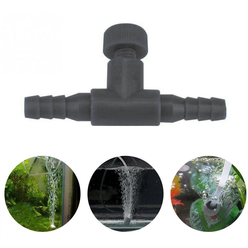 10pcs Aquarium Fish Tank Air Line Flow Regulating Valve Switch Tap (Black) Newly