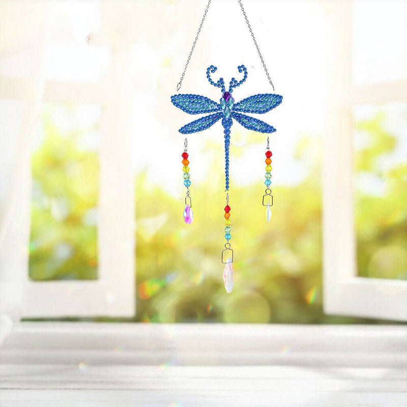 DIY Diamond Painting Light Catcher Hanging Crystal Wind Chime (Dragonfly) Newly