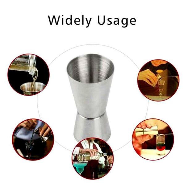 Steel Double Single Shot Measure Spirit Bar Cocktail Cup Drink T5X2