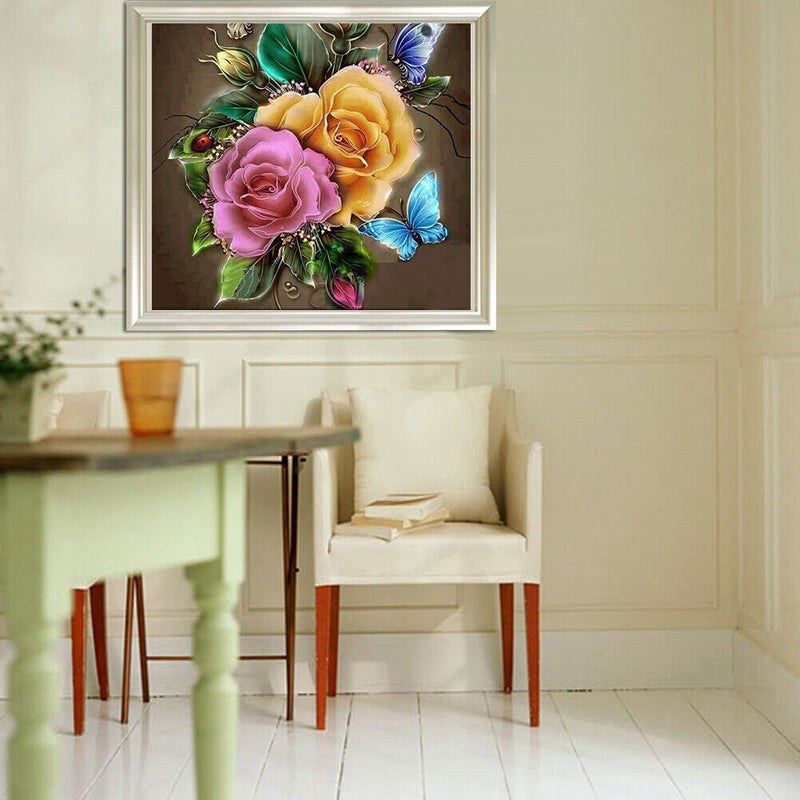 5D DIY Round Drill Diamond Painting Flowers Cross Stitch Embroidery Kit Newly