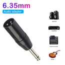XLR 3-Pin Male to 6.35mm Mono Male Plug Audio Jack Adapter Connector Converter