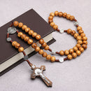 Catholic Rosary Necklace Cross Pendant Cross Necklace Wood Beads Necklace
