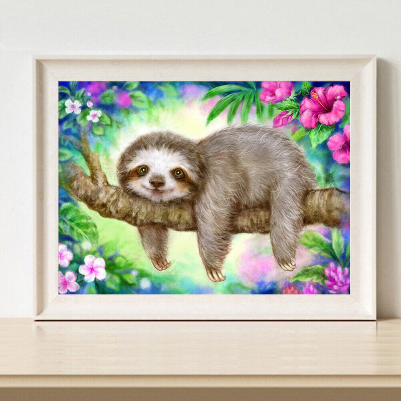 DIY Handpainted Sloth Oil Paint by Numbers Picture Drawing Craft Kit Artwor