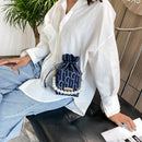 Fashion Women Drawstring Shoulder Bag PU Leather Square Box Crossbody Handbag
