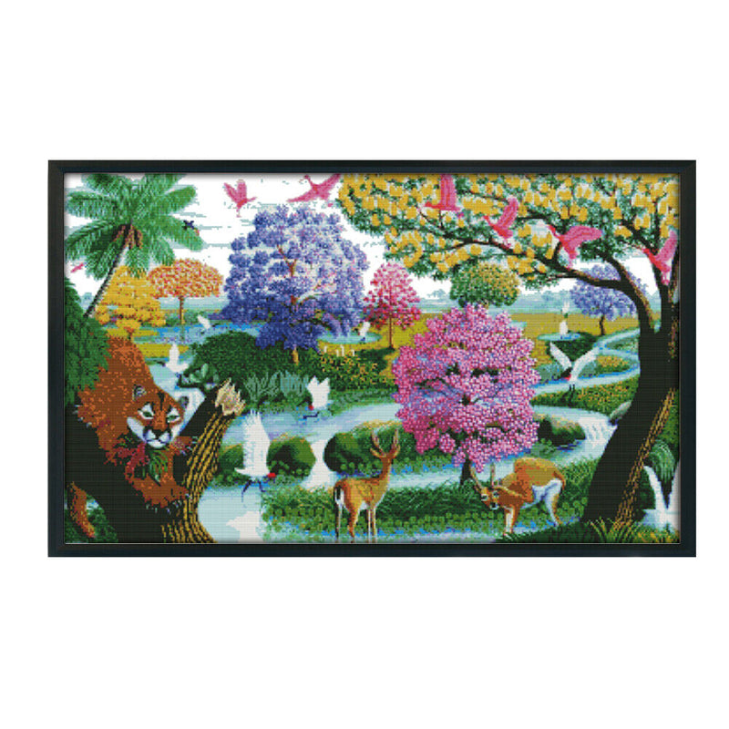Landscape DIY Cross Stitch 14CT Stamped Cotton Embroidery Kits Crafts Needlew