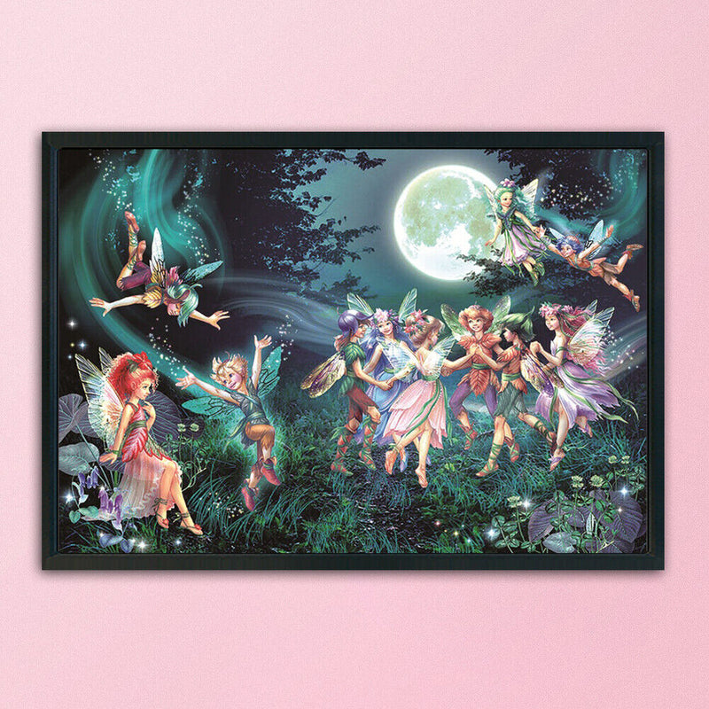80x58cm DIY Stamped Cross Stitch Kit Fairy in Moon 11CT 3 Beaches Needlework Set