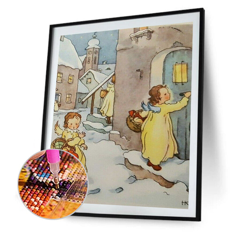 5D DIY Litter Angel Diamond Painting Full Round Drill Rhinestone Mosaic 30x40cm