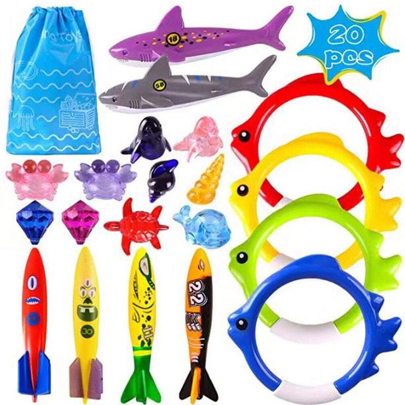 20pcs Swimming Pool Throwing Sinking Toys Underwater Training Kids Diving Toys