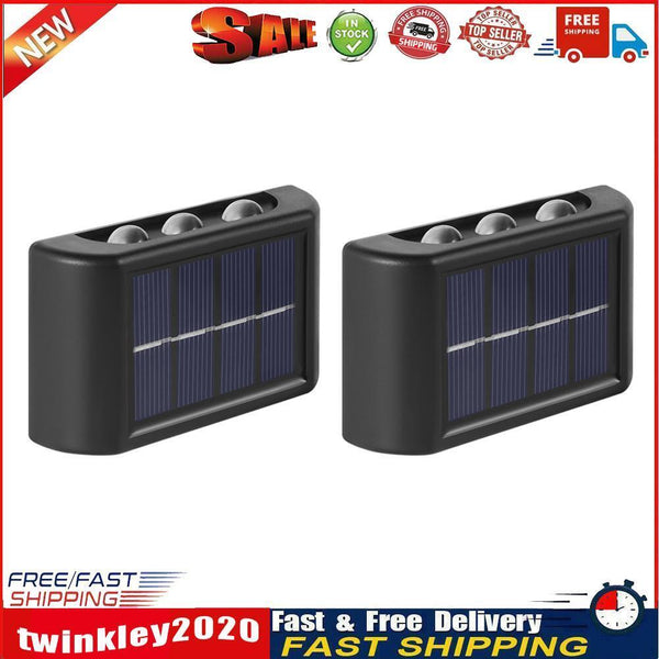2x Solar Wall Lamp Outdoor Balcony Fence Path Garden Decor (White 6LED) Newly