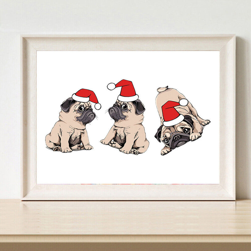 Christmas Dogs Oil Paint By Numbers Kits Canvas Drawing DIY Coloring Pictures