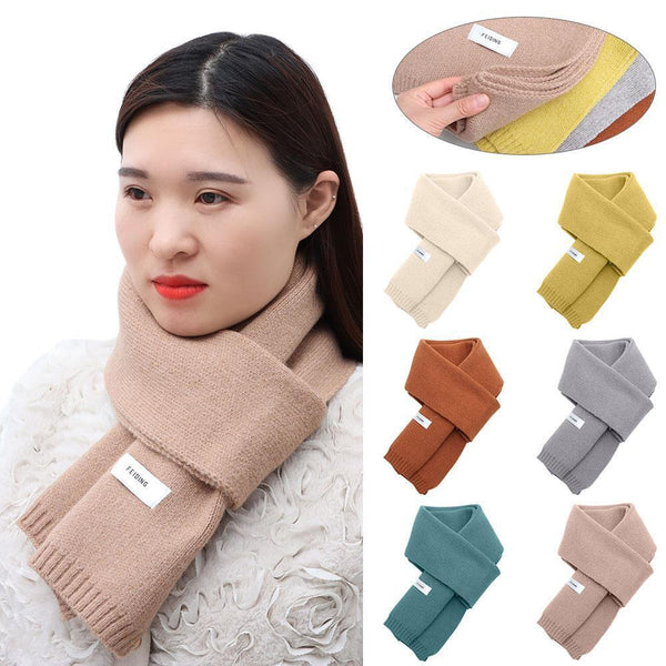 Woman Knitting Autumn Winter Long Keep Warm Shawl Solid Color Bib Scarf