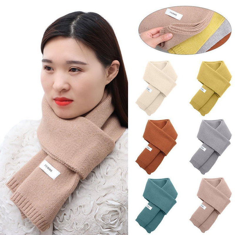 Woman Knitting Autumn Winter Long Keep Warm Shawl Solid Color Bib Scarf