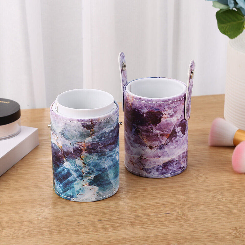 Portable PU Leather Makeup Storage Holder Cosmetic Brush Pen Cup Box (D) Newly