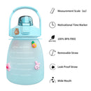 Water Bottle - Cute Belly Bottles Water Jug with Time Marker 1.3L (Green) Newly