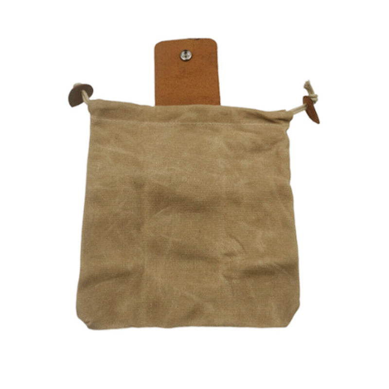 Outdoor Leather Canvas Bushcraft Bag Camp Foraging Pouch with Belt (Khaki) Newly