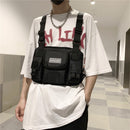 Punk Women Oxford Cloth Vest Bag Street Hip Hop Sport Solid Chest Shoulder Pa