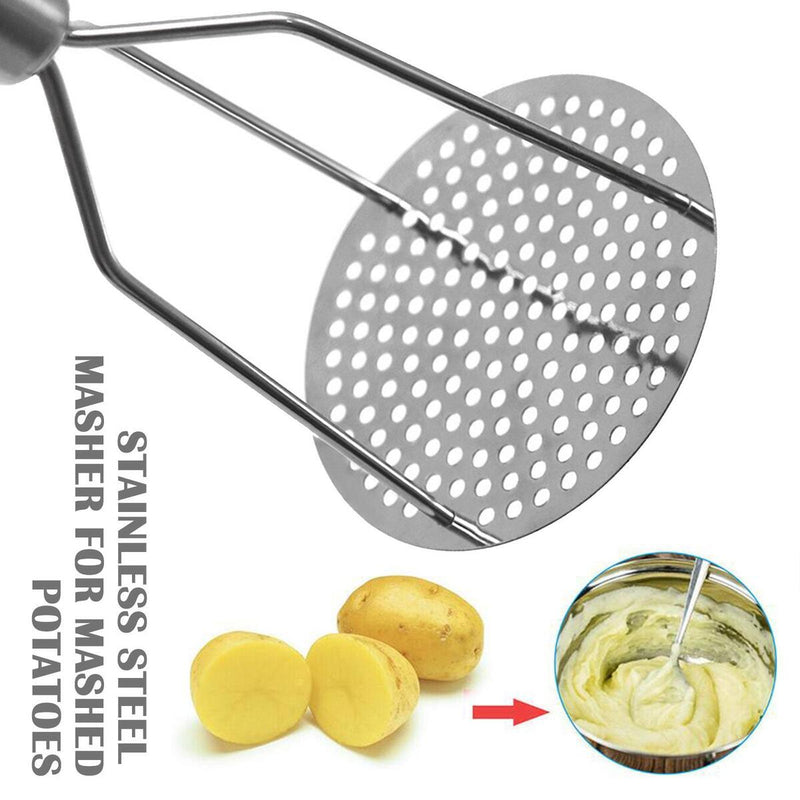Household Steel Potato Press with Handle Steel Masher.