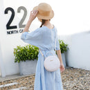 Women Small Round Shoulder Bag Alligator PU Travel Circle Zip Crossbody Handbag